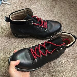 Banana Republic Ortholite Black and Red Leather Boots